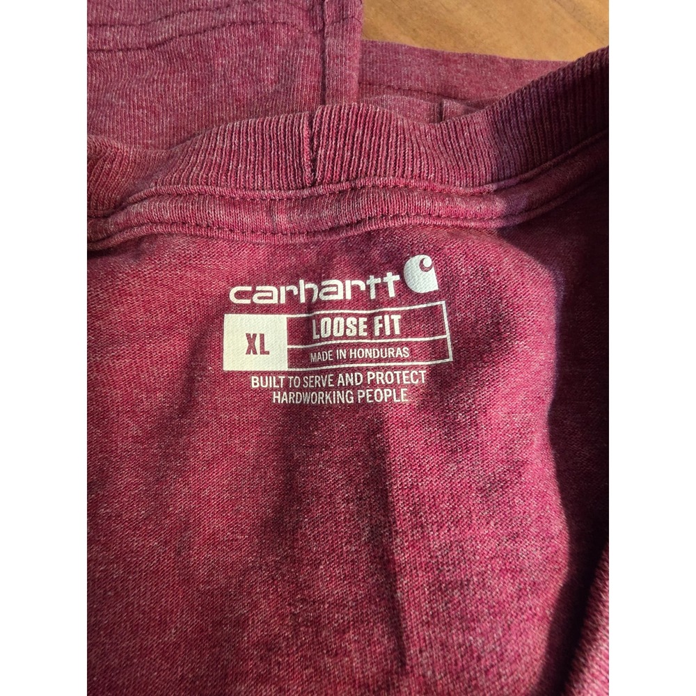 Carhartt Loose Fit Pocket T-Shirt Mens XL Burgundy Heather Short Sleeve Tee - Picture 2 of 3